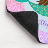 キュートマーメイドレインボーパーソナライズされたグリッター マウスパッド (コーナー)