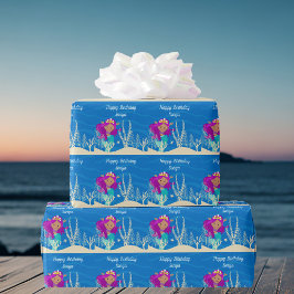 キュートマーメイド誕生日ガールカスタム海 ラッピングペーパー