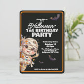 キュートミイラのハロウィン1歳の誕生日パーティー 招待状 (スタンド正面)