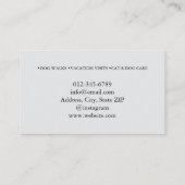 キュートミニマリストペットシッタードッグウォーカーポー 名刺 (裏面)