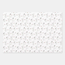 キュートミニマリスト美学春バニー ラッピングペーパーシート