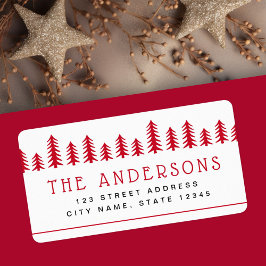 キュートミニマルクリスマスツリーの休日差出人住所 ラベル