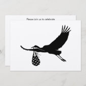 キュートミニマルストークユニセックスベビーシャワー招待状 (正面/裏面)