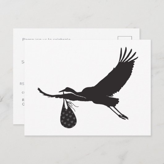 キュートミニマルストークユニセックスベビーシャワー招待状 ポストカード (正面/裏面)