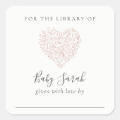 キュートミニマルダスキー赤面フローラハートベビー図書館 スクエアシール (正面)