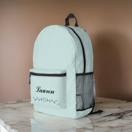 キュートミニマルハート離れグリーナリーパステルブルー プリントバックパック