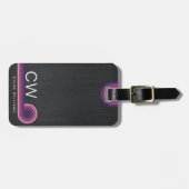 キュートミニマルモダンレトロストライプズモノグラム ラゲッジタグ (正面横)