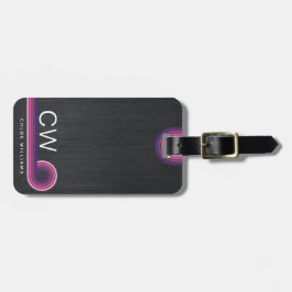 キュートミニマルモダンレトロストライプズモノグラム ラゲッジタグ