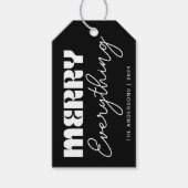 キュートミニマルレトロメリーオールブラック ギフトタグ (正面)