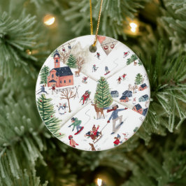 キュートミニマル北欧ウィンタービレッジクリスマス セラミックオーナメント