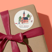 キュートミニマル北欧ウィンタービレッジクリスマス ラウンドシール