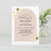 キュートミニマル春デイジーフローラアーチ 招待状 (スタンド正面)