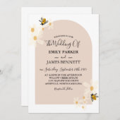 キュートミニマル春デイジーフローラアーチ 招待状 (正面/裏面)