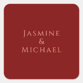 キュートミニマル深いレッド&ピーチオア自己名 スクエアシール (正面)