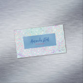 キュートミントアニマルプリントグリッターモノグラム マグネット名刺 (インサイチュ)