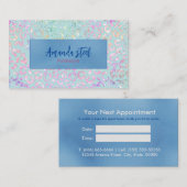 キュートミントアニマルプリントグリッターモノグラム 予約カード (正面/裏面)