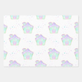 キュートミントキッズクリスマスジンジャーブレッドハウスホリデー ラッピングペーパーシート (正面)