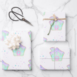 キュートミントキッズクリスマスジンジャーブレッドハウスホリデー ラッピングペーパーシート