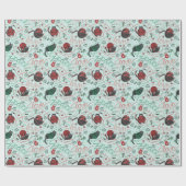 キュートミントクリスマスピース&ラブヤーン猫ちゃん ラッピングペーパー (フラット)