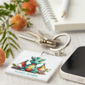 キュートミントグリーンポケットドラゴンファンタジーキーチェーン キーホルダー (正面右)