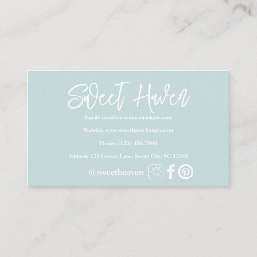 キュートミントグリーン料理用具ベーカリー 名刺 (裏面)