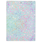 キュートミントユニコーンアニマルプリントグリッターモノグラム クリップボード (裏面)