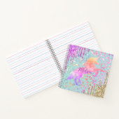 キュートミントユニコーンアニマルプリントグリッターモノグラム ノートブック (内部)