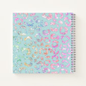 キュートミントユニコーンアニマルプリントグリッターモノグラム ノートブック (裏面)