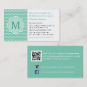 キュートミント水玉模様ウィズモノグラムガーリーブティック 名刺 (正面/裏面)