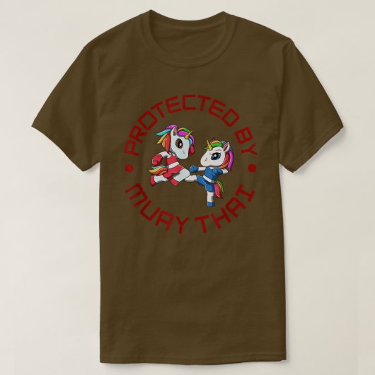 キュートムエタイユニコーンおもしろいムエタイ Tシャツ (デザイン正面)
