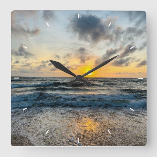 キュートムモダンフォトミントシンプルラブリーギフトスクエア スクエア壁時計 (正面)