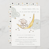 キュートムーンスターズエレファントバニーベビーシャワー招待状 サンキューカード (正面/裏面)