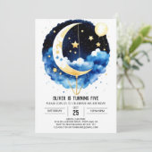 キュートムーンライトスカイお祝い誕生日 招待状 (スタンド正面)