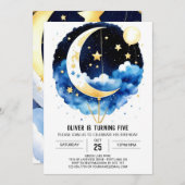 キュートムーンライトスカイお祝い誕生日 招待状 (正面/裏面)