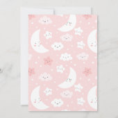 キュートムーン&スターズピンクガールベビーシャワー招待状 招待状 (裏面)