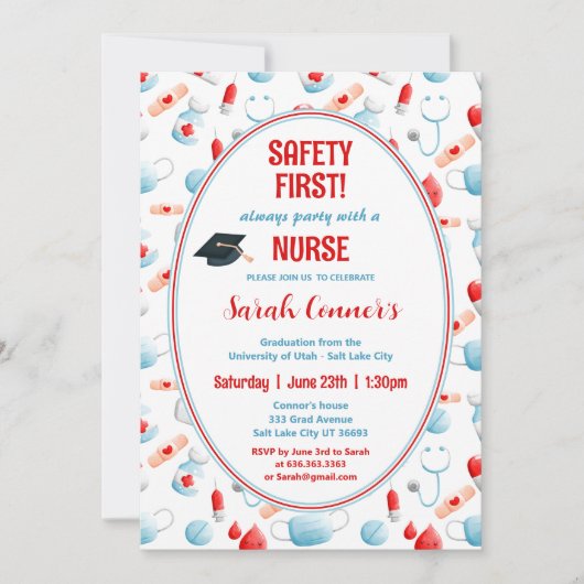 キュートメディカルナース卒業招待状 招待状 (正面)