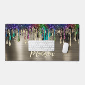 キュートメモダンタルグリッタードリップモノグラム デスクマット (キーボード&マウス)