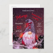 キュートメリークリスマスお洒落格言ホリデーツリー インビテーションポストカード (正面/裏面)