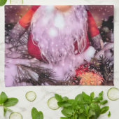 キュートメリークリスマスお洒落格言ホリデーツリー キッチンタオル (折り畳み)