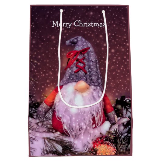 キュートメリークリスマスお洒落格言ホリデーツリー ミディアムペーパーバッグ (裏面)