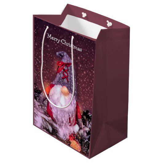 キュートメリークリスマスお洒落格言ホリデーツリー ミディアムペーパーバッグ (裏面アングル)