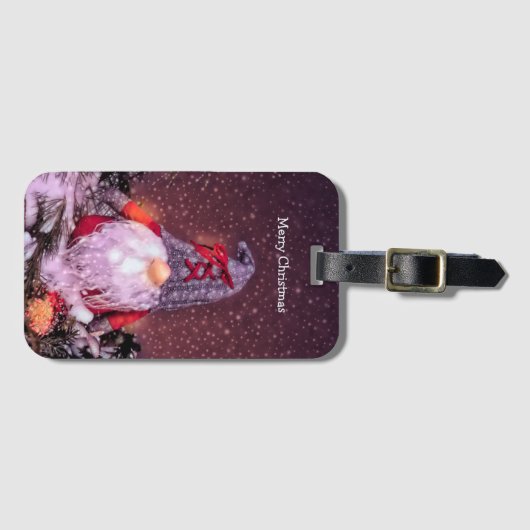 キュートメリークリスマスお洒落格言ホリデーツリー ラゲッジタグ (正面横)