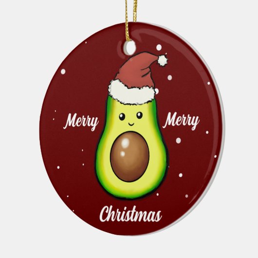 キュートメリークリスマスアボカドセラミックオーナメント セラミックオーナメント (左)