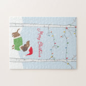 キュートメリークリスマスウィンターホリデーダッシュント ジグソーパズル (横)