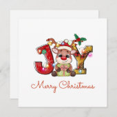 キュートメリークリスマスカーフジョイサンタハットホリースター シーズンカード (正面/裏面)