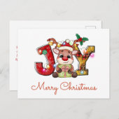 キュートメリークリスマスカーフジョイサンタハットホリースター シーズンポストカード (正面/裏面)