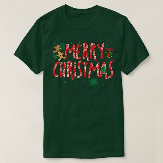 キュートメリークリスマスキャンディーケーンホリデージンガーブレア Tシャツ (デザイン正面)