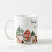 キュートメリークリスマスサンタイラストレーションカスタム コーヒーマグカップ (左)