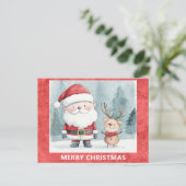 キュートメリークリスマスサンタルドルフのトナカイ ポストカード (スタンド正面)