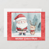 キュートメリークリスマスサンタルドルフのトナカイ ポストカード (正面/裏面)